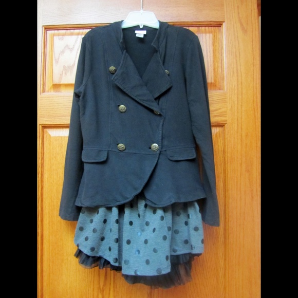 Black Military Style Jacket Blazer XL 14 16 - Picture 5 of 5